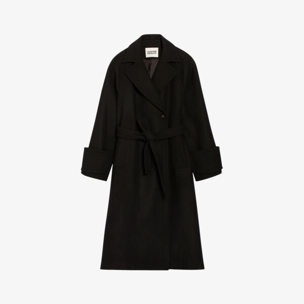 

Пальто свободного кроя gama из смесовой шерсти с поясом Claudie Pierlot, цвет noir / gris