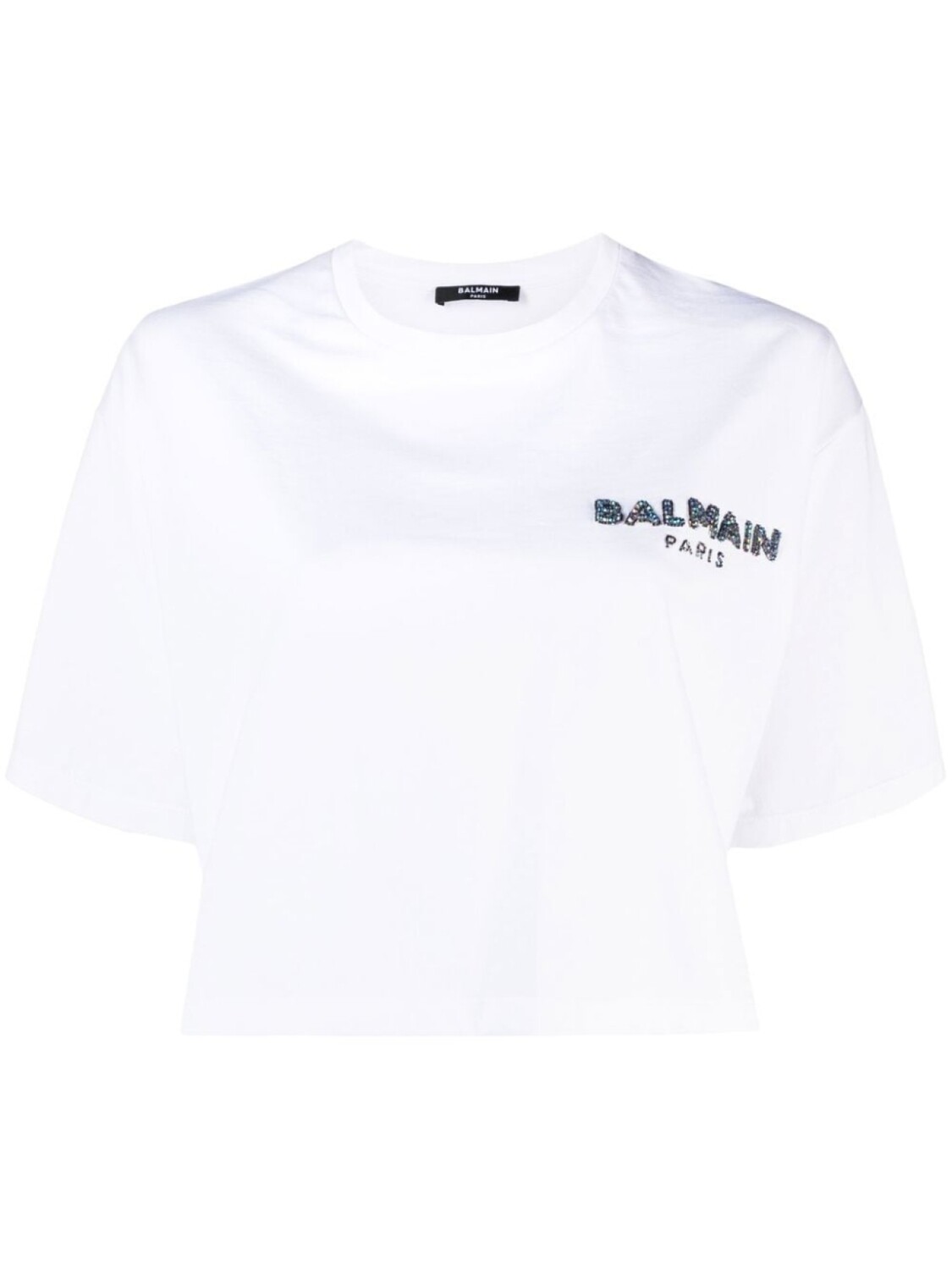

Balmain printed logo cropped T-shirt, белый