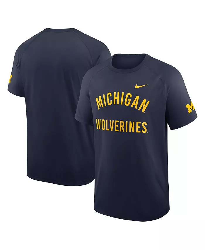 

Мужская футболка Michigan Wolverines Ready Raglan Premium Performance цвета "морской волны" Nike