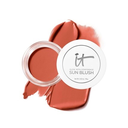 

It Cosmetics Glow With Confidence Sun Cream Blush Blendable Building Blush Bronzer Pop Sun-Blushed Color 0.63Oz Medium Tan 30 Sun Warmth