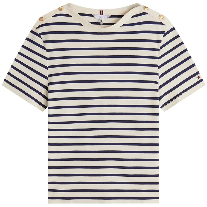 Футболка мужская Crew Neck Moderate Tommy Hilfiger, темно- синий белый stripes 0fc