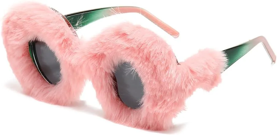 

Круглые мягкие солнцезащитные очки для женщин, винтажные, большие, декоративные, зимние, термоочки, пушистые, с защитой от УФ-излучения UV400 MTZJH, One Color