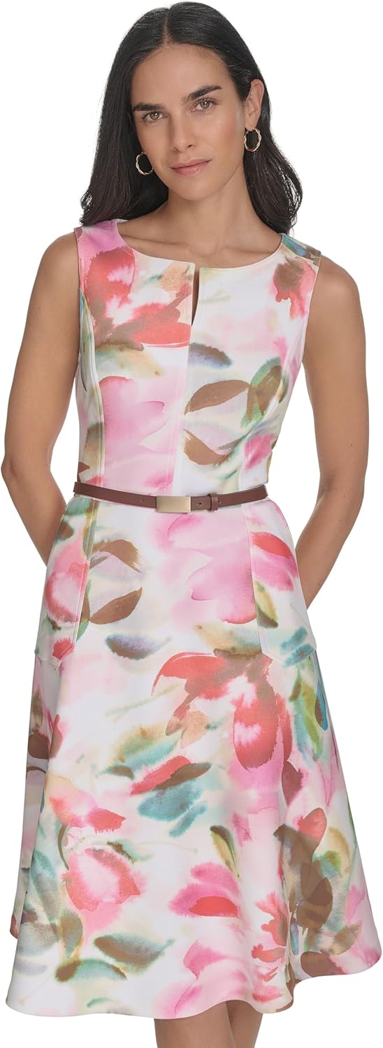

Женское платье Calvin Klein с цветочным принтом и расклешенной юбкой, Tulip Multi