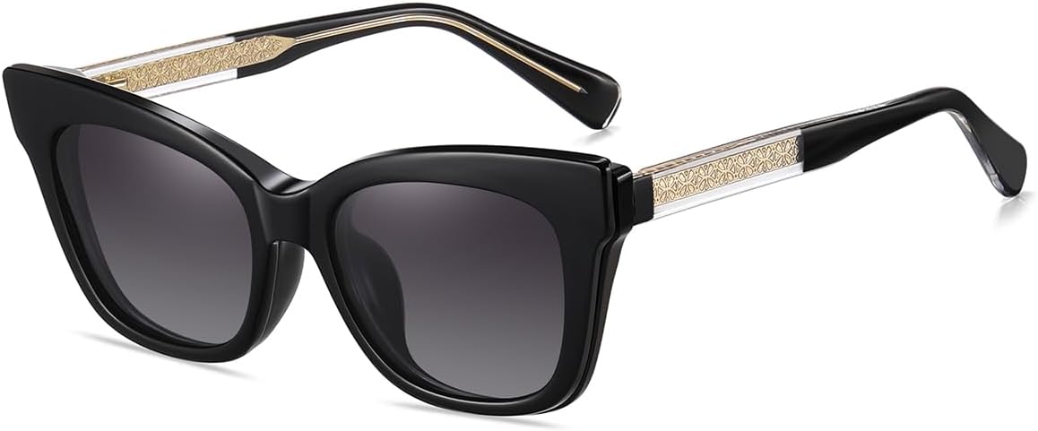 

Поляризованные солнцезащитные очки Tr90 с магнитным креплением «кошачий глаз», защита от УФ-излучения UV400, ацетатные дужки, защита от синего света, квадратная форма weiyuchen, Black With Grey