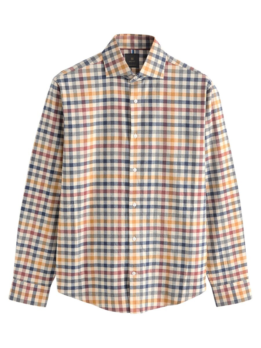 

Клетчатая рубашка Next Regular fit Button Up Shirt, коричневый