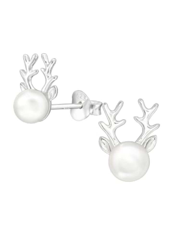 

Alexander York Серьги-гвоздики в виде оленей с жемчугом из серебра 925 пробы, комплект из 2 штук