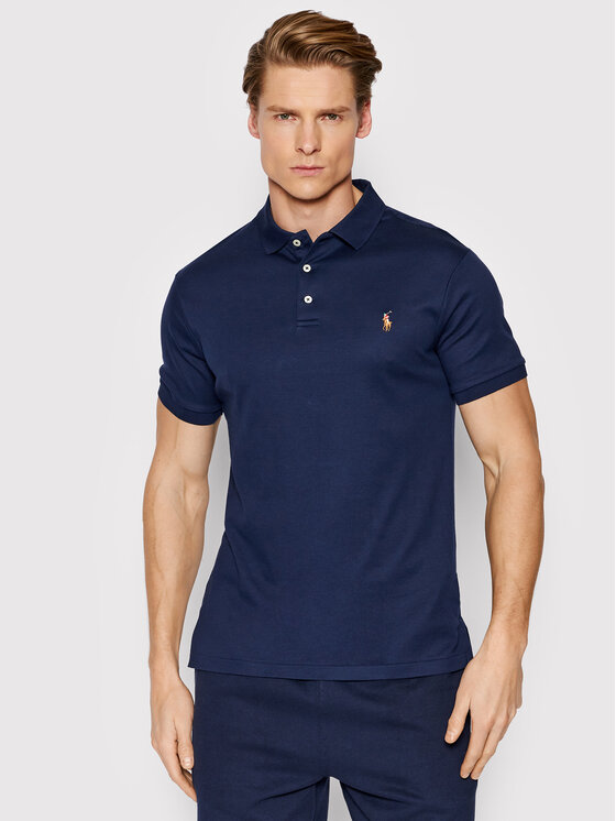 Поло slim fit 710685514003 Polo Ralph Lauren, синий
