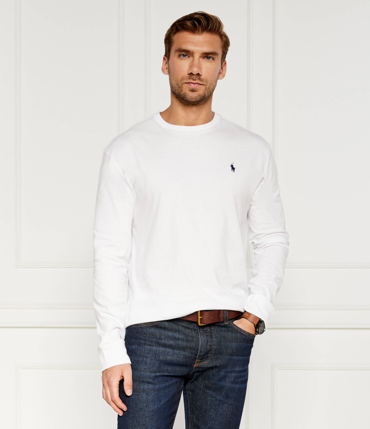 Лонгслив POLO RALPH LAUREN Classic fit, экрю — фото 3