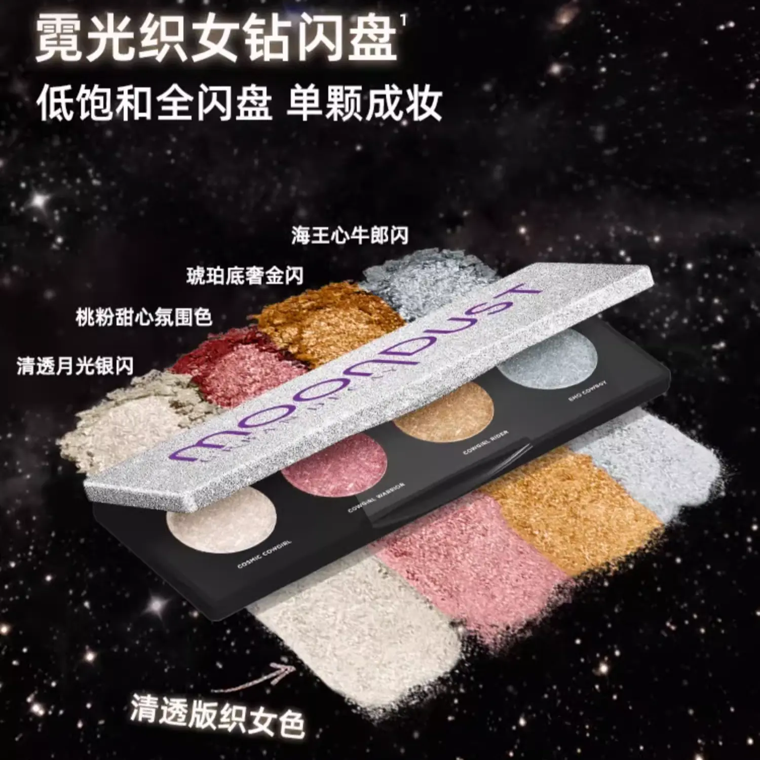 UD MOONDUST 4 цвета теней для век, легко растушевываются, подчеркивают взгляд, мерцающие, 4G, подарок на день рождения для девушки URBAN DECAY, arachne diamond sparkle plate*2 — фото 3