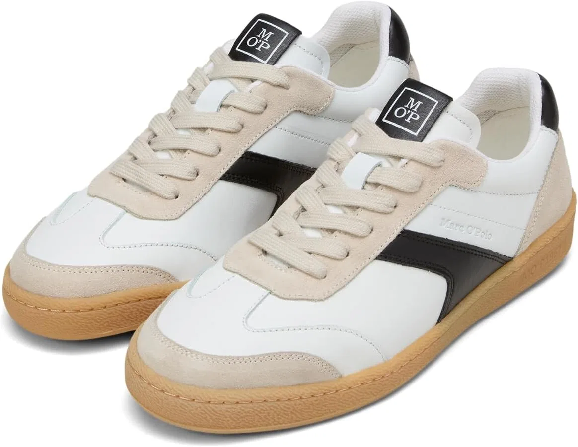 Мужские кожаные кроссовки Marc OPolo на плоской подошве с резиновой подметкой Marc O'Polo, White Black — фото 2