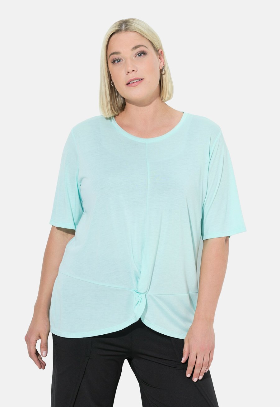 

Футболка Ulla Popken ANTIBACTERIAL DRAPED, Light Turquiose/Turquoise, Синий, Футболка Ulla Popken ANTIBACTERIAL DRAPED, Light Turquiose/Turquoise