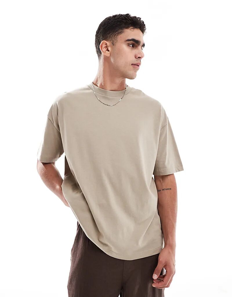 

Футболка оверсайз ASOS DESIGN Essential в каменном цвете
