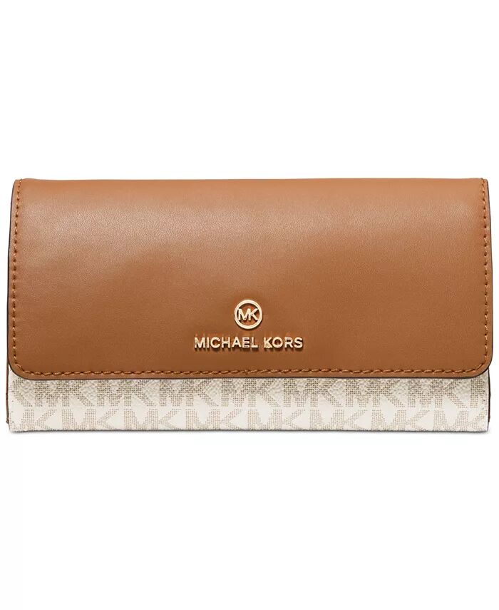

Большой кошелек с логотипом Jet Set Charm Trifold Michael Kors, коричневый/бежевый