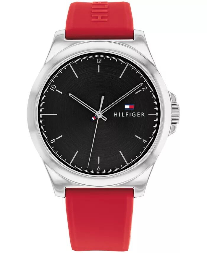 

Мужские кварцевые красные силиконовые часы 42 мм Tommy Hilfiger, красный