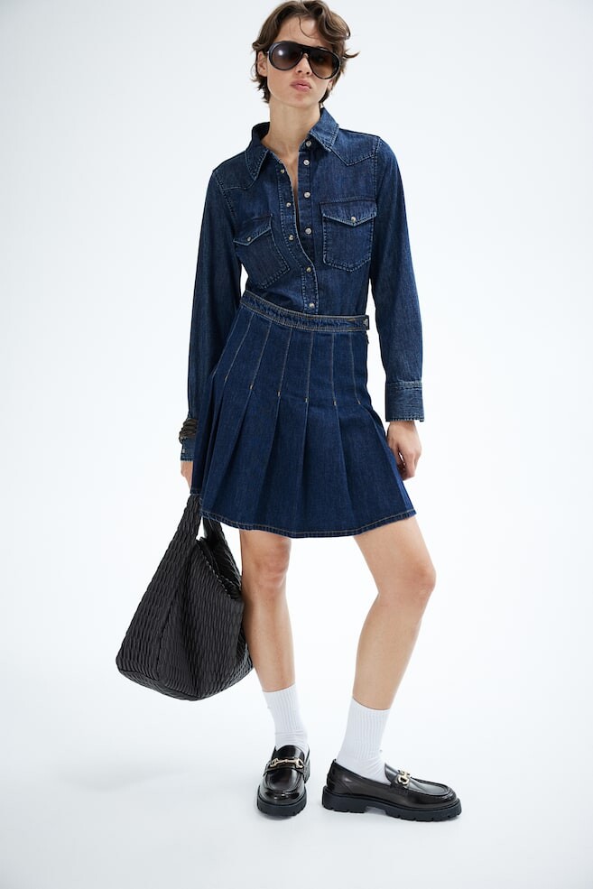 

Джинсовая юбка со складками H&M, синий