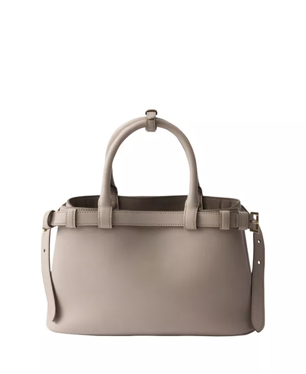 Маленькая кожаная сумочка с пряжкой и двойным ремешком. Prada, серый — фото 4