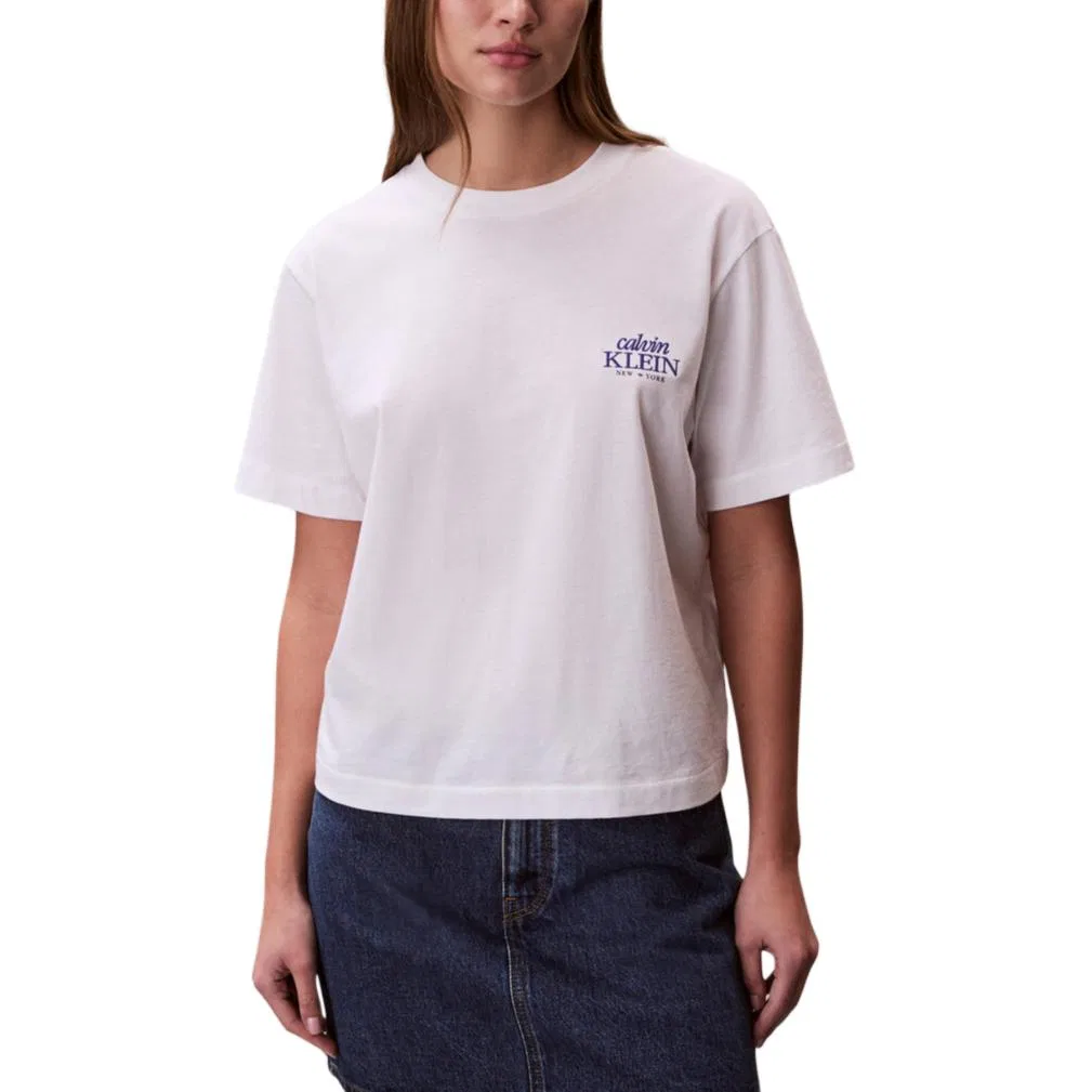 Футболка женская White с круглым вырезом Calvin Klein
