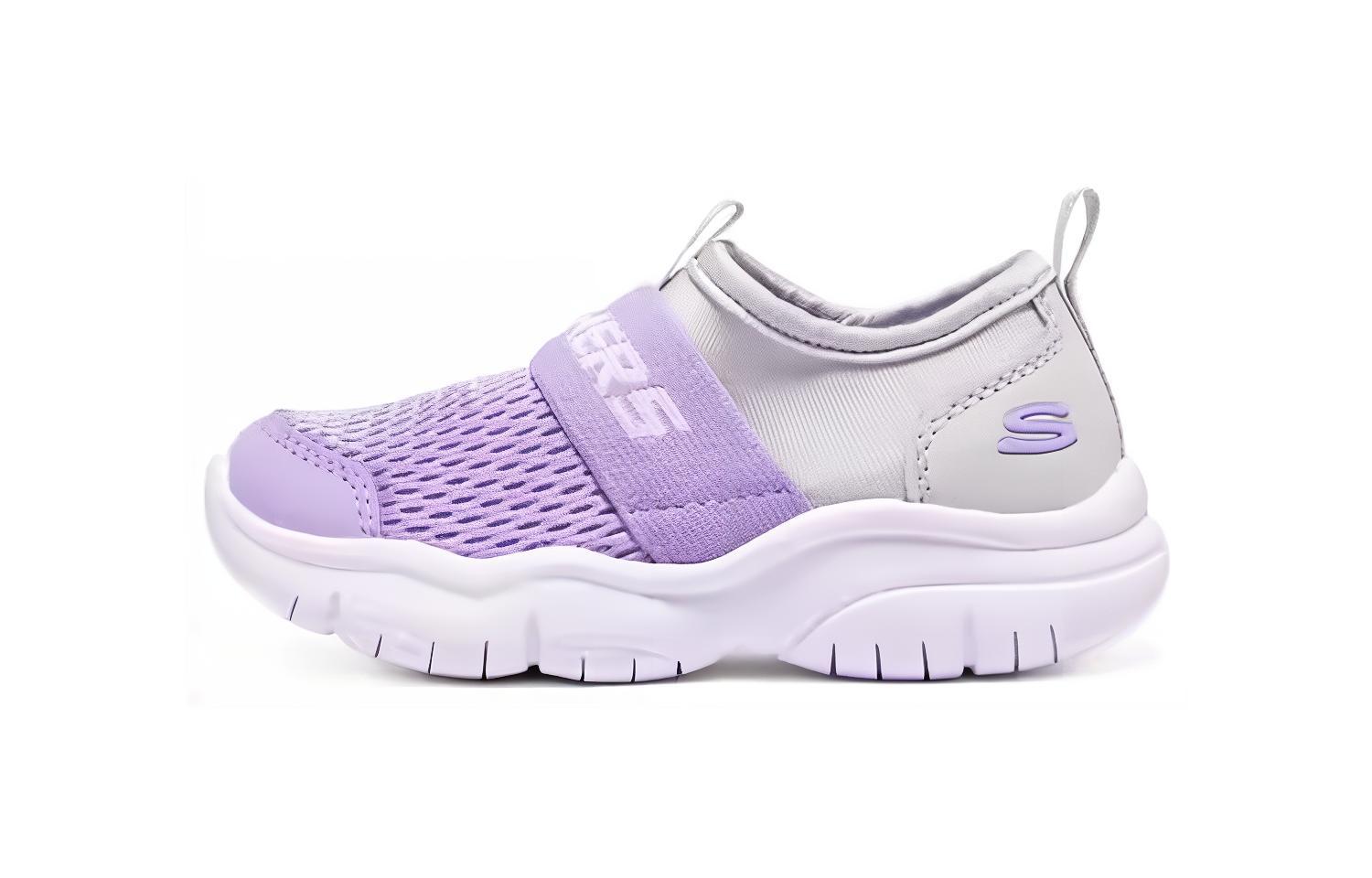

Skechers Дышащие низкие детские туфли серо-фиолетового цвета
