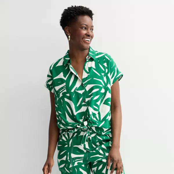 

Женская походная рубашка Sonoma Goods For Life, цвет ivory green foliage