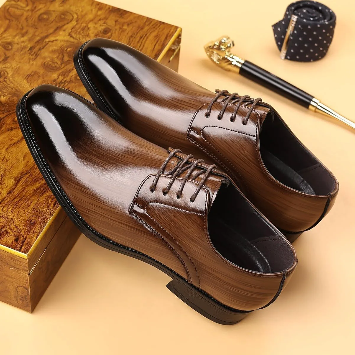 Мужские классические кожаные туфли Oxfords ручной работы на шнуровке, с перфорацией и подкладкой для официальной/офисной носки, современные комфортные туфли для бизнеса, свадьб и особых случаев Hhhchpm, темно-коричневый — фото 3