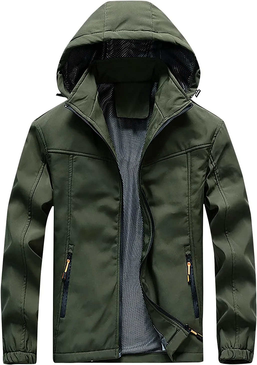 Мужская куртка с капюшоном Waterproof, уличная Casual Softshell Windbreaker, однотонная походная дождевик с карманами на молнии Generic, зеленый