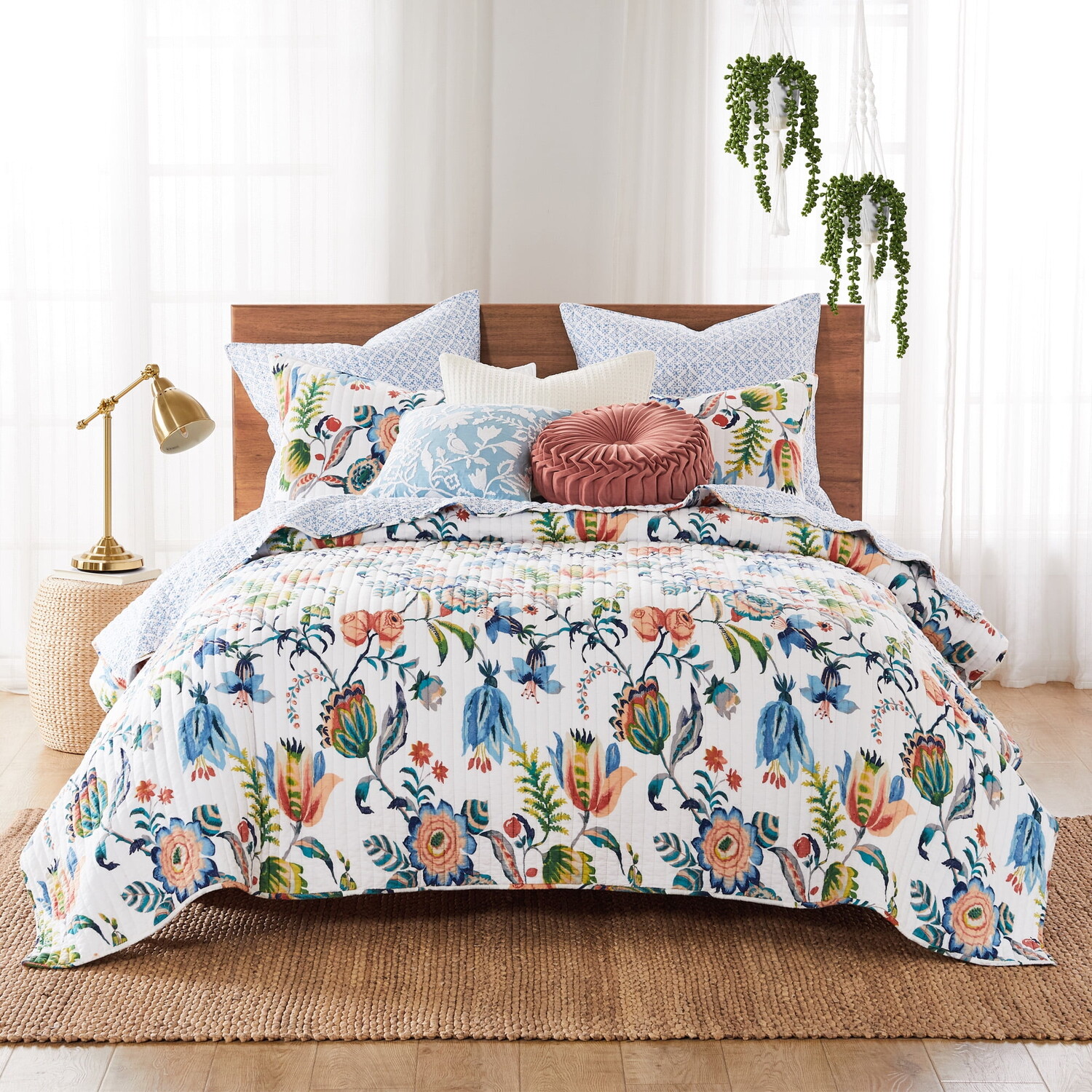 

Комплект одеяло и подушки Levtex Home Eleni, синий / белый