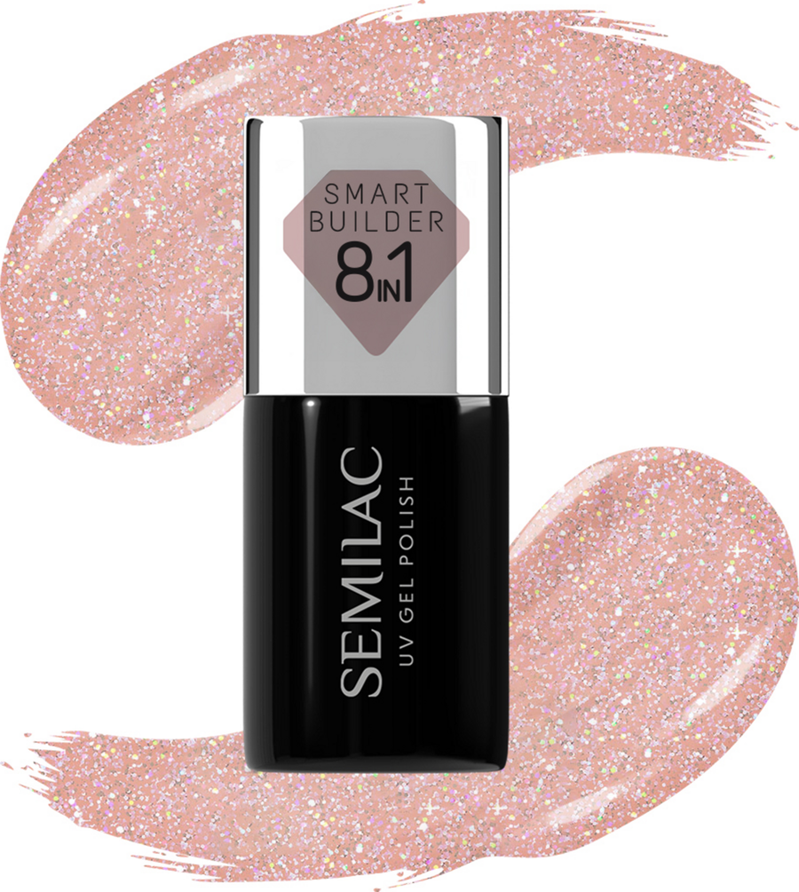

УФ-лак для ногтей Semilac 8in1 UV Nagellack Smart Builder Glitter Soft Beige