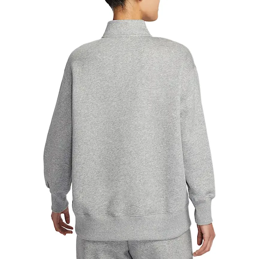 Спортивный худи оверсайз с молнией на четверть для женщин Nike, Toned Dark Gray/Sail White — фото 3