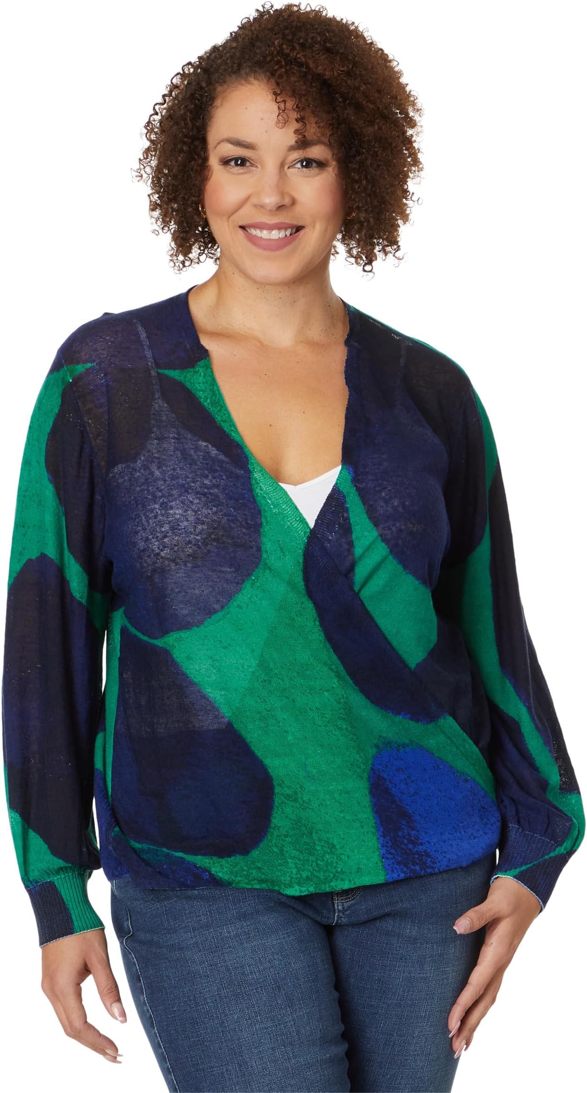 

Свитер NIC+ZOE Plus Size Ocean Dot 4-Way Cardy, цвет Green Multi