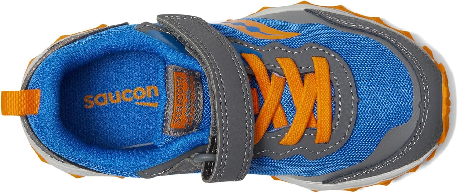 Детские кроссовки Saucony Peregrine Kidz с альтернативной застежкой (унисекс), синий/оранжевый — фото 2