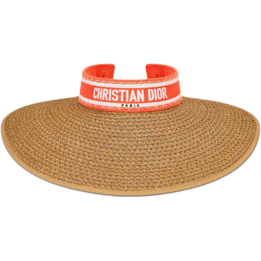 

DIOR Хлопок, бумажный полиэстер, полипропилен, шелковый твил, соломенная шляпа от солнца для женщин, коричневая