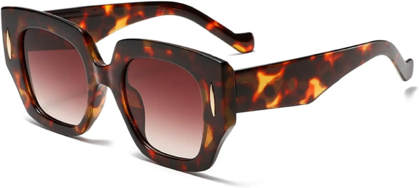 

Мужские солнцезащитные очки в стиле ретро, ​​большие, с черным градиентом, защита от УФ-излучения UV400, модные женские солнцезащитные очки Melrose, Leopard