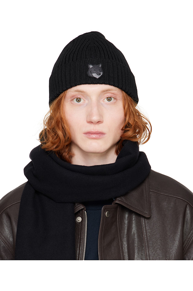 

Шапка с лисьей головой Maison Kitsuné, черный