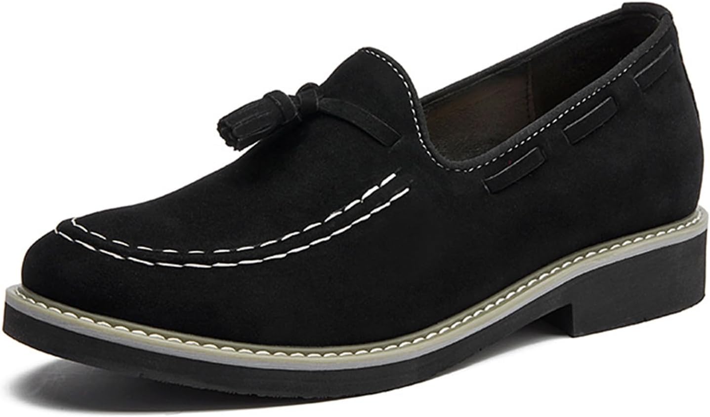 

Мужские замшевые лоферы BZIKBGE с кисточками, низкий каблук, удобные, дышащие, противоскользящие, с подъемом, без шнурков, повседневная и деловая обувь, черный