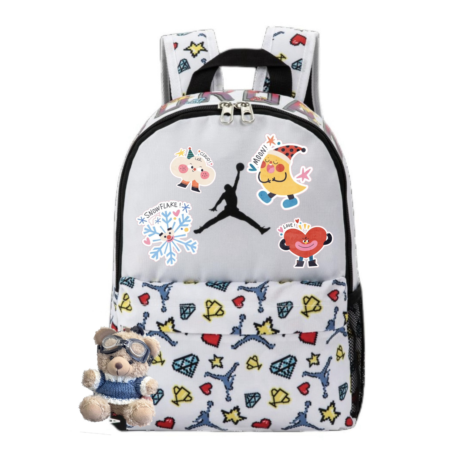 

Jordan Полиэстеровый повседневный рюкзак унисекс белый, Childlike Puppy