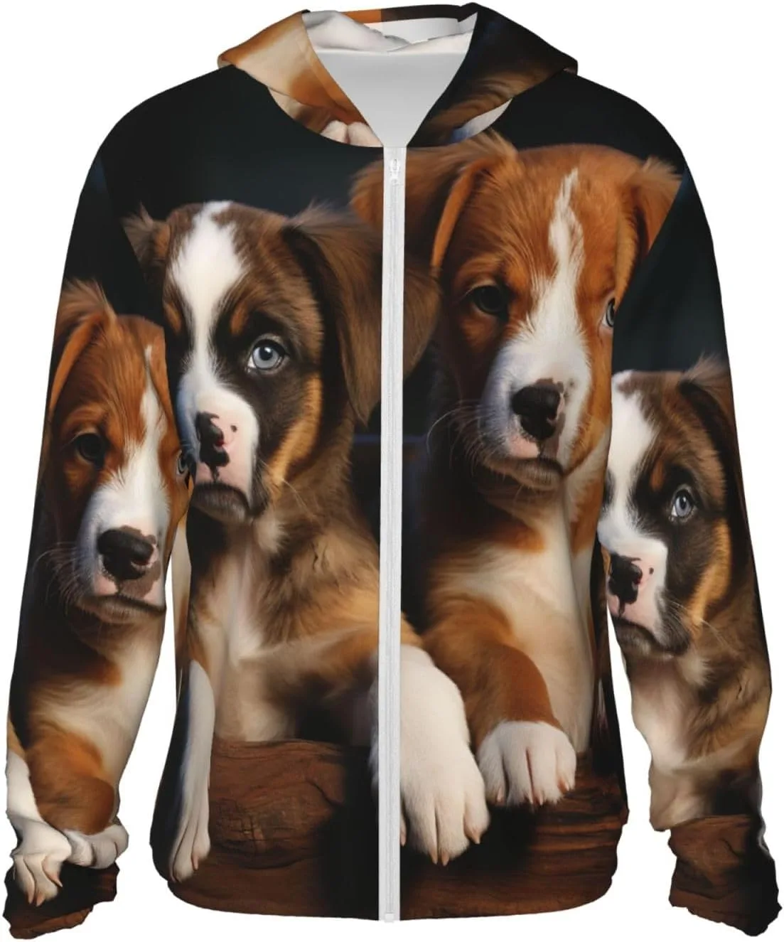 

Толстовка с защитой от солнца, длинный рукав, молния, принт с животными, карманы VTCTOASY