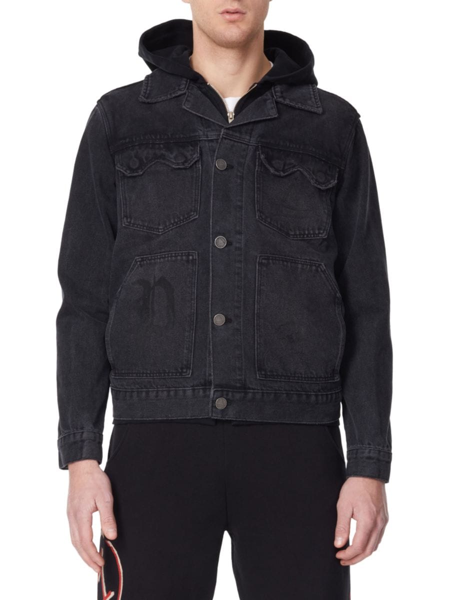 

Джинсовая куртка дальнобойщика с капюшоном Anarchy Eleven Paris, цвет Distressed