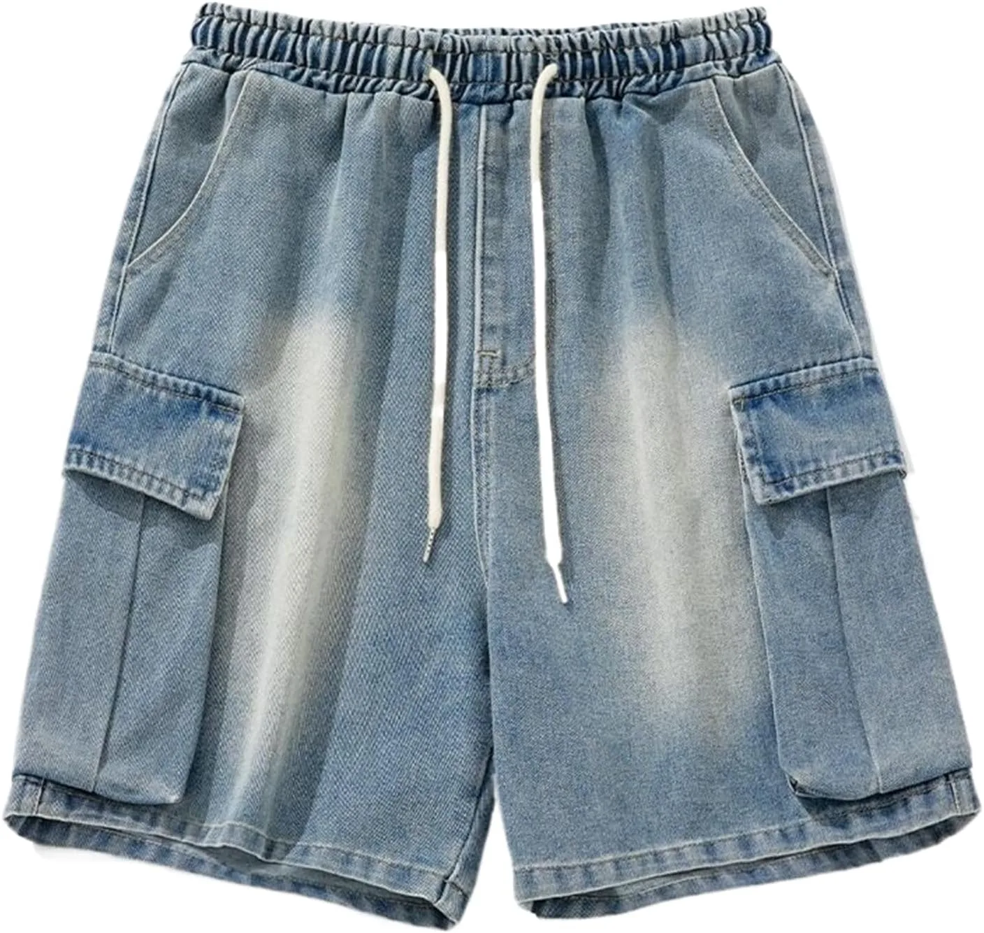 

Мужские потертые карго-шорты деним летние свободные с большими карманами до колена FSSNHQHCJ