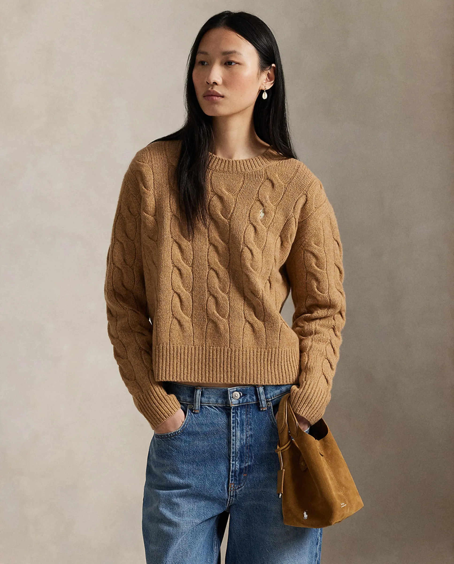 

Женский джемпер из шерсти и кашемира с узором «восьмерка» Polo Ralph Lauren, песочный