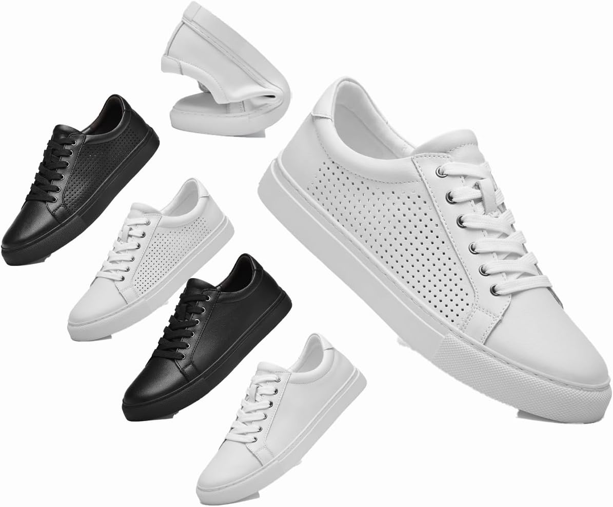 

Мужские кроссовки - стильные кожаные туфли с скрытой стелькой, дышащие, легкие, противоскользящие для работы, прогулок и вождения Generic, белый