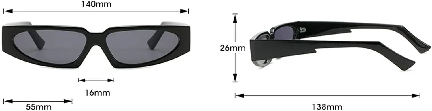 

Солнцезащитные очки в стиле хип-хоп/диско, яркие цвета, винтажный ретро-стиль, треугольная узкая оправа, простые солнцезащитные очки для мужчин и женщин COTIA, Black