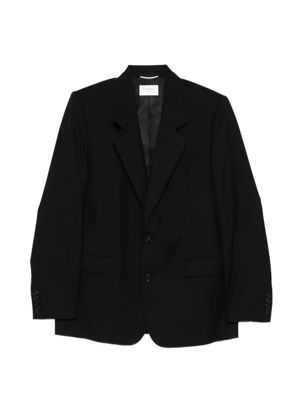 Однобортный блейзер с заостренными лацканами Saint Laurent, черный