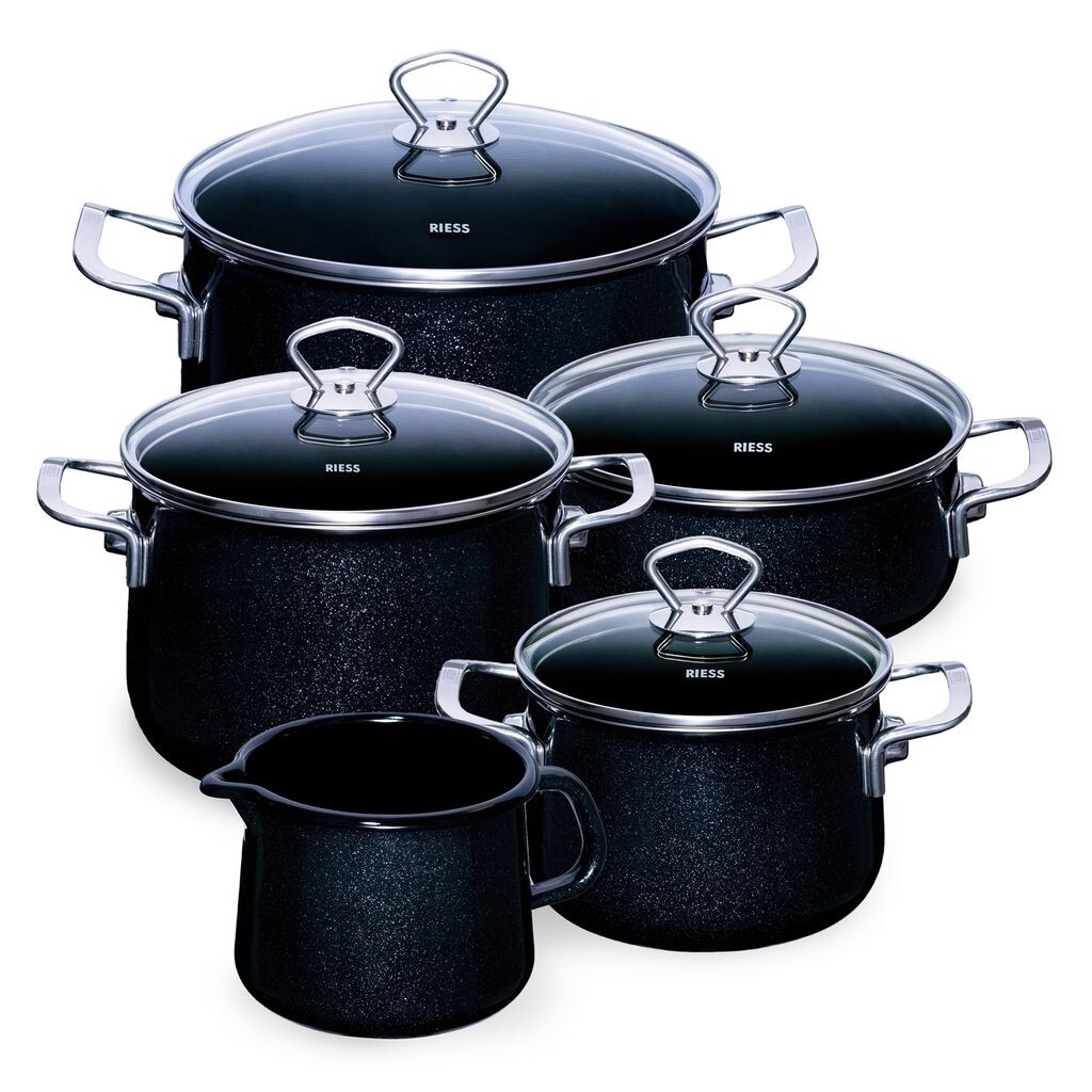 

Набор кастрюль RIESS Black Magic 5 шт. черная эмаль
