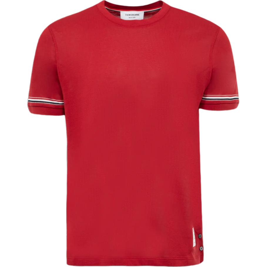

Хлопковая футболка в полоску THOM BROWNE, красный