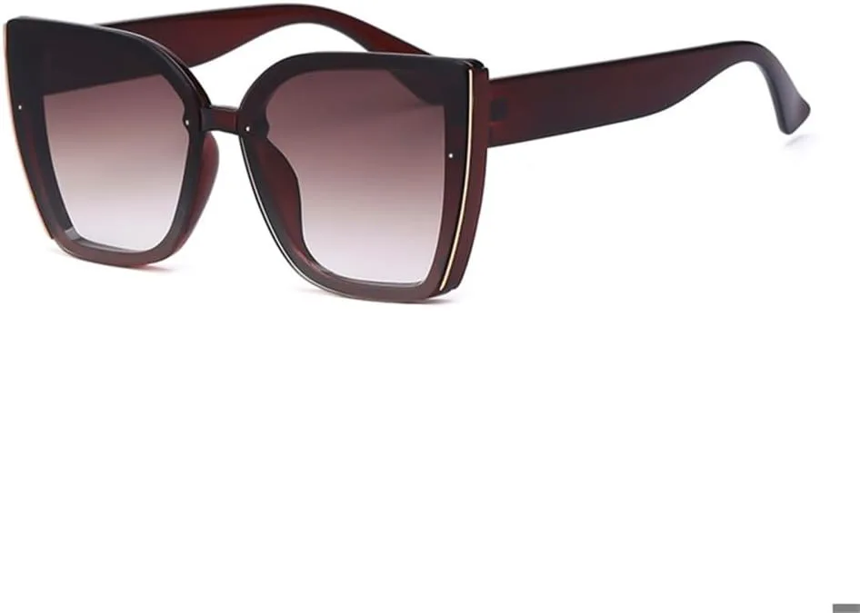 

Солнцезащитные очки большого размера 2027 года для женщин, модные солнцезащитные очки в крупной квадратной оправе для мужчин, ретро-очки «кошачий глаз» MTZJH, Brown