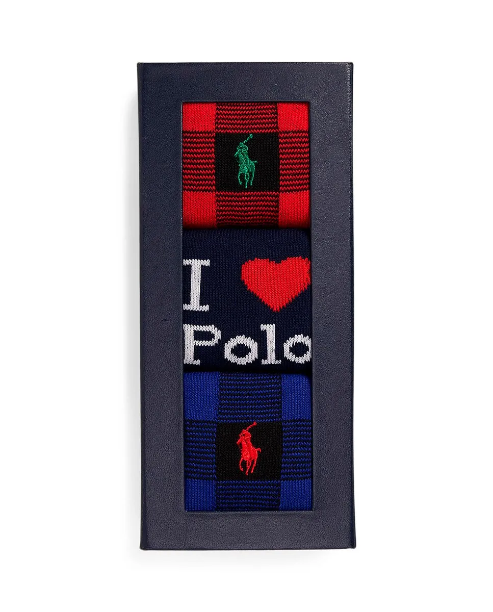 

В упаковке 3 пары коротких мужских носков с принтом Polo Ralph Lauren, мультиколор