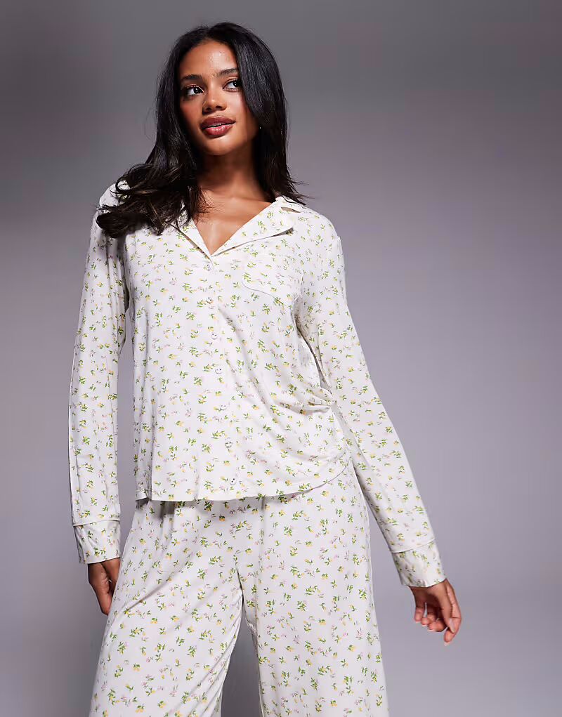 

Пижамная рубашка с длинными рукавами с лимонным принтом Oh Polly