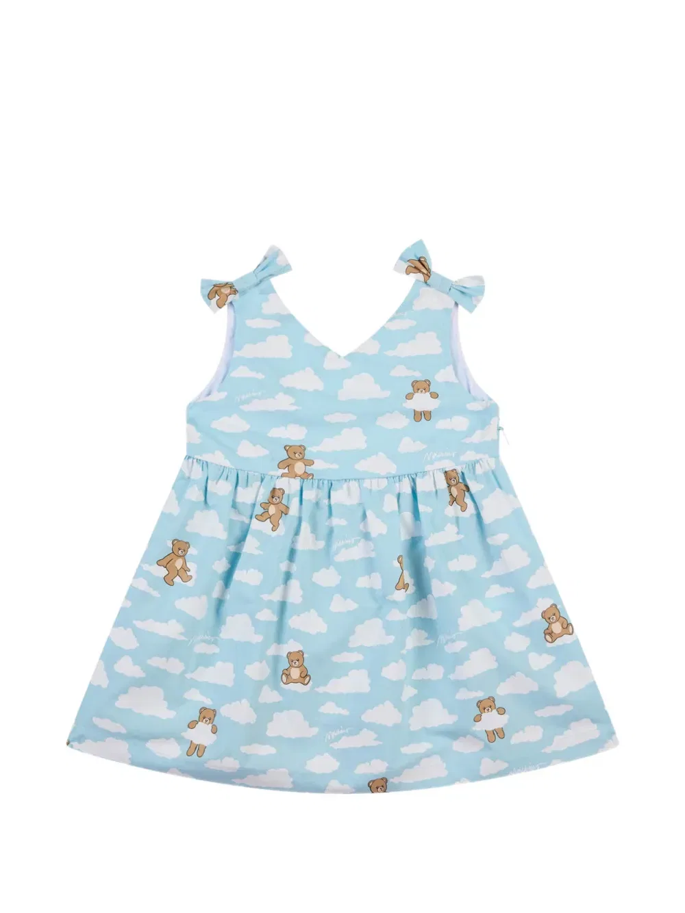 Платье с бантом и принтом в виде облаков Moschino Kids, синий