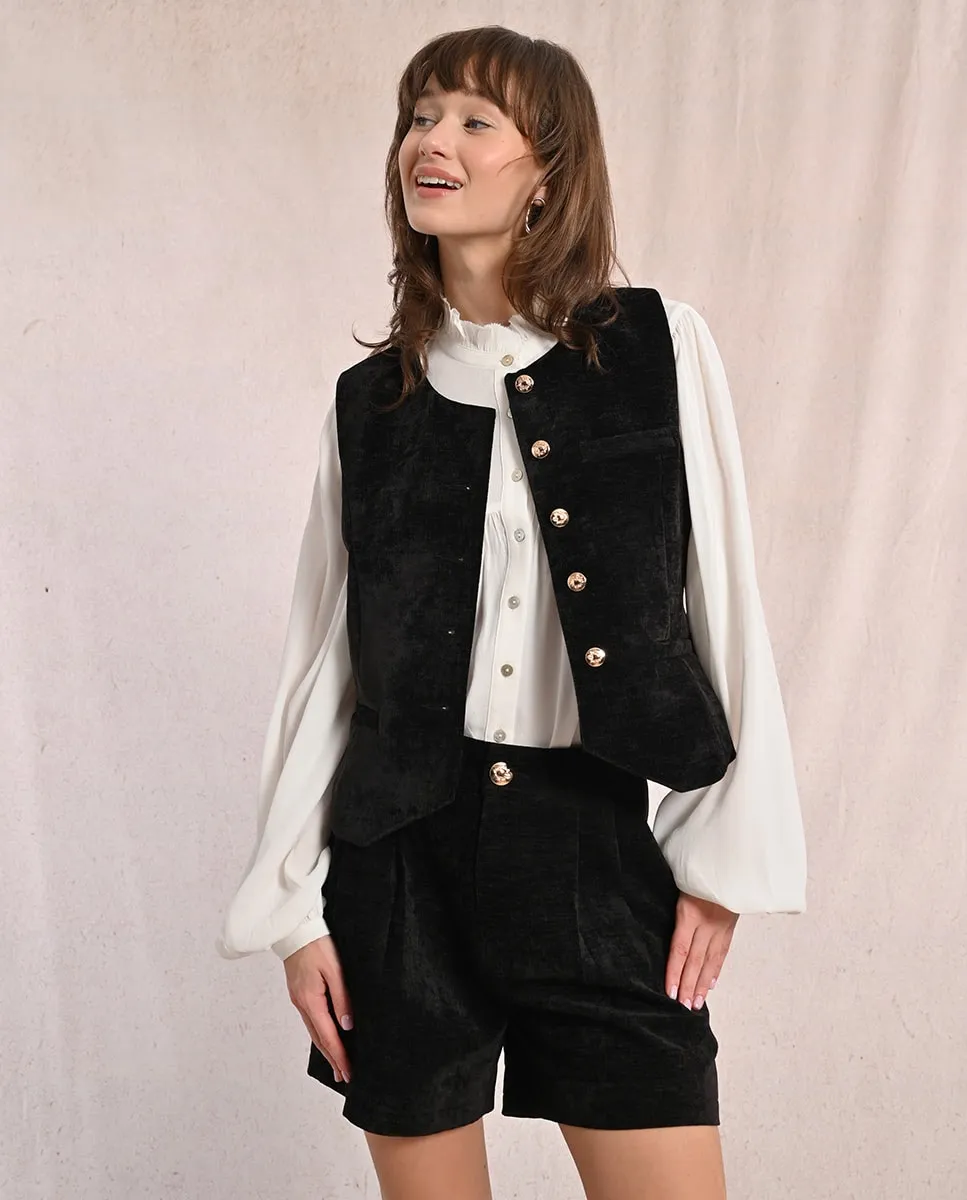 

Женский короткий бархатный жилет Molly Bracken, черный