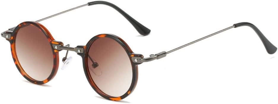 

Ретро-стимпанк, маленькие круглые мужские солнцезащитные очки, модные женские очки с прозрачными линзами цвета океана, защита от УФ-излучения UV400 TYUVIVO, Leopard Tea Gradient